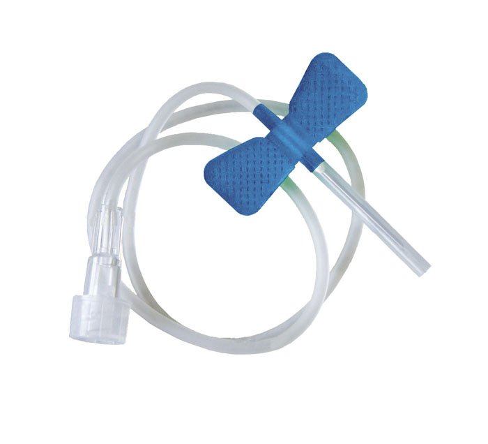 Aiguille Epicranienne Bleu 23G – Stérile avec Ailettes