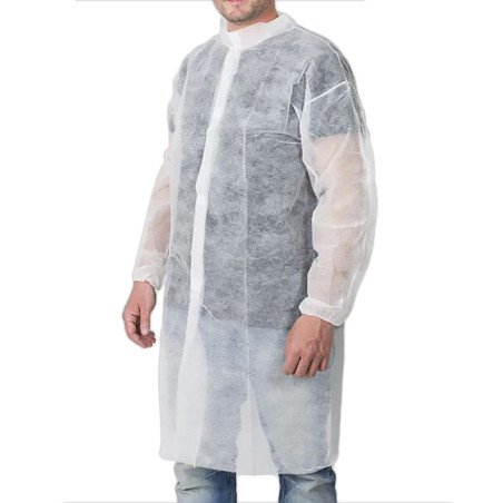 Blouse Jetable en Polypropylène Blanche Sachet de 10 pièces